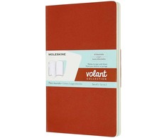 Moleskine 2 sąsiuvinių rinkinys MOLESKINE Volant, L, 13x21cm, lygus, 96 puslapiai, koralų oranžinė/akvamarino