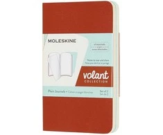 2 MOLESKINE „Volant“ užrašų knygelių rinkinys, XS, 6,5 x 10,5 cm, vienspalviai, 56 puslapiai, koralų oranžinė / akvamarino spalvos