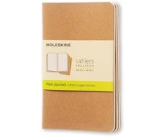 Užrašų knygutė Moleskine Cahier 9x14cm, baltais lapais, minkštu viršeliu, rudos spalvos