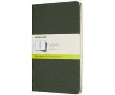 Užrašų knygutė Moleskine Cahier 13x21cm, baltais lapais, minkštu viršeliu, žalios spalvos, 3 vnt