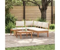Sodo Sofų Rinkinys 4 pcs Ruda ir grietinėlė