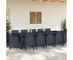 Sodo valgomojo komplektas 11 pcs Balta Poli ratanas ir plienas