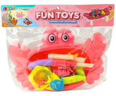 Lean Toys Žvejybos rinkinys vaikams: rožinis krabų staliukas su meškere ir žuvytėmis