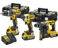 Akumuliatorinių įrankių rinkinys DEWALT DCK368P3T, DCD796 + DCF887 + DCH273 | 18V | 3x4.0Ah | 2xTSTAK II
