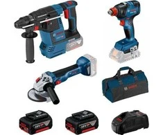 Įrankių rinkinys Bosch 0615990N21 (GBH 18V-26 + GDX 18V-200 + GWS 18V-10); 18 V; 2x5,0 Ah akum.