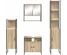 Vonios baldų rinkinys 4 pcs Sonoma ąžuolas Apdirbta mediena