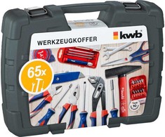 kwb įrankių rinkinys lagamine, 65 dalių, chromo vanadžio plienas, plastikinis lagaminas