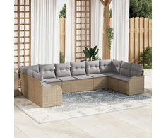 Sodo Sofų Rinkinys Smėlio 344 x 177,5 x 85 cm poliratanas