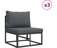Sodo Sofų Rinkinys su pagalve 5 pcs Juoda Aliuminis