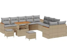 Sodo Sofų Rinkinys su pagalve 13 pcs Smėlio poliratanas