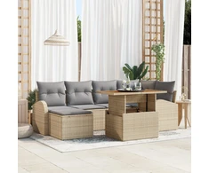 Sodo Sofų Rinkinys 7 vnt. Smėlio Poli ratanas