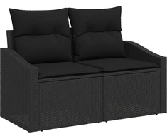 Sodo Sofų Rinkinys 8 vnt. Juoda