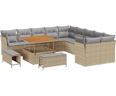 Sodo Sofų Rinkinys 13 pcs Smėlio poliratanas
