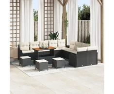 Sodo Sofų Rinkinys 13 pcs Juoda poliratanas