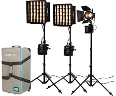 Studijos rinkinys Nanlite PavoSlim 60B &amp; Forza 60B II KIT 60B x2 + Forza 60BII - 3 šviesų rinkinys su stovu (01-006 FORZA 60BII-3)