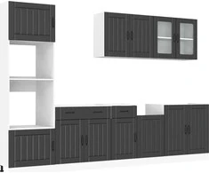 Virtuvinių spintelių komplektas, 7 dalių, Kalmar, juoda
