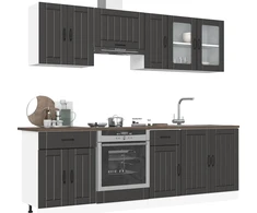 Virtuvinių spintelių komplektas, 8 dalių, Kalmar, juoda