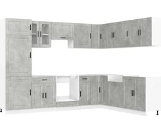 Virtuvinių spintelių komplektas, 14 dalių, Porto, betono pilka