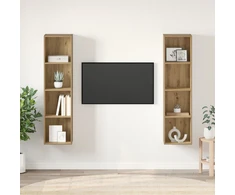 TV staliukas TV spintelių komplektas 2 vnt. Ruda Apdirbta mediena