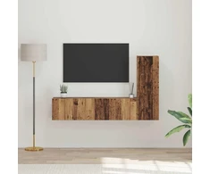 TV staliukas TV spintelių komplektas 3 vnt. Senovinis medis Apdirbta mediena