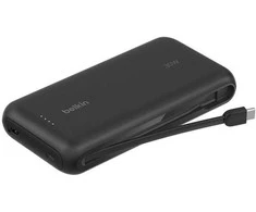 Belkin Powerbank RivaCase 20 000 mAh, 30W, įmontuotas kabelis USB-C, USB-C, USB-A, juoda (BPB024HQBK)