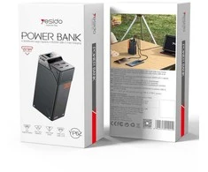 Rivacase Yesido Powerbank YP62 30 000 mAh 22.5W LED, 2xUSB-A + 2xUSB-C, Juodas / JUODA