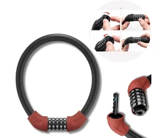 Rockbros RKS870-BK dviračio spyna su kodu, plieniniu trosu, 85 cm - raudona