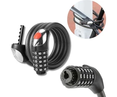 Rockbros RKS531 dviračio spyna su 5 skaitmenų kodu, plieniniu lynu, 180 cm, su LED apšvietimu - juodas