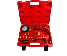Rockforce Dyzelinio variklio kompresinio slėgio testeris komplektuojamas su srieginiais adapteriais 0-70 bar 19 vnt.