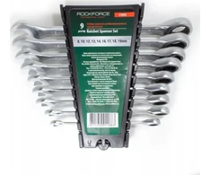 Rockforce Rinkinys plokščių dvikilpių veržliarakčių su grzechotką 9el. (8-19mm)