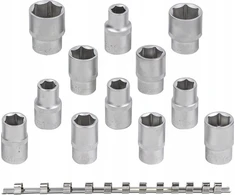 Rockforce Socket rinkinys 12 vnt. 1/2" (6 taškų) (10-19,22,24 mm) ant juostelės