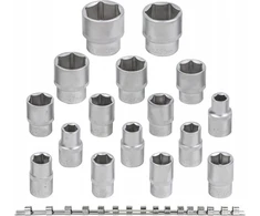 Rockforce Socket rinkinys 16 vnt. 1/2 colio (6 taškų) (10-19,21,22,24,27,30,32 mm) ant juostelės