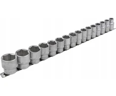 Rockforce Socket rinkinys 16 vnt. 1/2 colio (6 taškų) (10-19,21,22,24,27,30,32 mm) ant juostelės