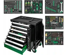 Rockforce Tool Trolley Įrankių spintelė 7 stalčiai + įrankiai 274 vnt. + šoninė saugykla