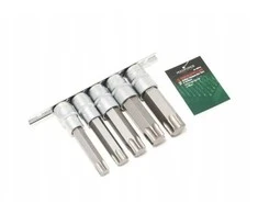 Rockforce TORX 1/2" antgalių rinkinys, 5 vnt. (T60-T100, ilgis - 100 mm)