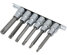 "Rockforce" TORX antgalių-bitų rinkinys 1/2'' 6 dalių (T30-T60, L-100mm)
