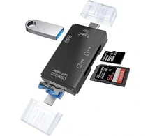 Atminties kortelė „RoGer OTG USB-C/USB/microUSB“ kortelių skaitytuvas TF / SD + USB 2.0
