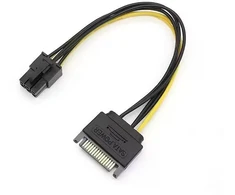 „Roger SAPCIE6P“ 15 kontaktų SATA maitinimo į 6 kontaktų PCIe adapterio kabelis GPU / 20 cm