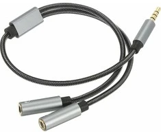 RoGer SP35Y Garso adapteris / Skirstytuvas 2x 3,5 mm stereo + mikrofonas / 4 kontaktų
