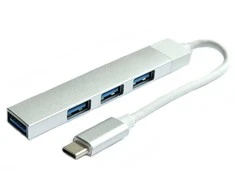 RoGer USB-C HUB 3xUSB2.0 / 1xUSB3.0 5Gbps / sidabrinis