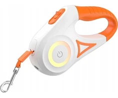 Rojeco Dog automatinis pavadėlis LED 5 m (balta ir oranžinė)