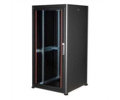 ROLINE 19 colių tinklo spintelė Basic 32 U, 800x800 P x G, stiklinės durys juodos