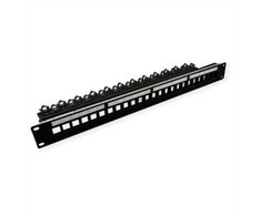 ROLINE 19'' Keystone modulio rėmas, tuščias, 24 prievadai, ekranuotas, įstatomas, juodas