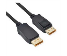 ROLINE DisplayPort kabelis, v2.1, 16K@60Hz, DP-DP, M/M, 80Gbit/s, UHBR20, DP-DP, M/M, juodas, 1 m