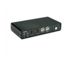 Przełącznik Roline ROLINE Dwugłowicowy przełącznik KVM HDMI 4K@60Hz, 2 komputery, DP/HDMI, audio, su 2-portowym koncentratorem USB 2.0