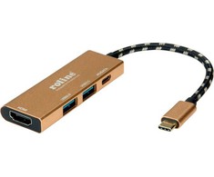 Šakotuvas „Roline Gold“ USB-C stotis / replikatorius (1119-12-02)