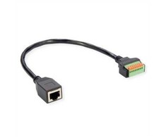 ROLINE kabelio adapteris, RJ45 lizdas į gnybtų juostą (mygtukas), 30 cm