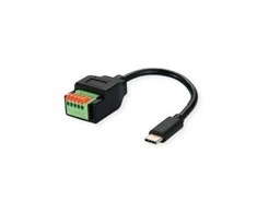 Roline Kabelio adapteris, USB C tipo kištukas į 5 kontaktų gnybtų bloką (mygtukas), 15 cm (12.02.1173)