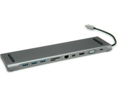 Roline prijungimo stotis ROLINE kelių prievadų prijungimo stotis USB 3.2 Gen 2 Type C, 4K HDMI/Mini DP, VGA, USB, Kaartlezer, PD, LAN, Audio