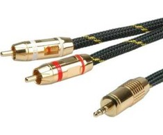 Tulip Roline Gold 3,5 mm stereo garso jungiamasis laidas – 2x tulpė, M/M, 10 m
